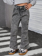 Streecool Kids Girls Black Stretchy Skinny Denim Pants With Side Pleat Casual Wash Effect